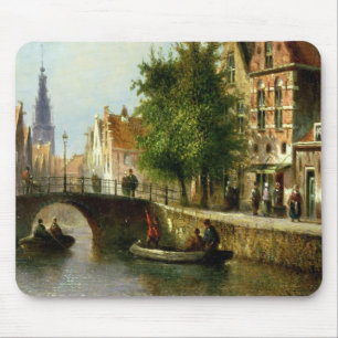 Tapis De Souris Figures sur un canal, Amsterdam (huile sur le