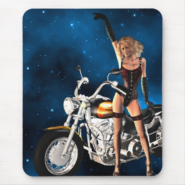 Tapis De Souris Fille à moto (Devant)