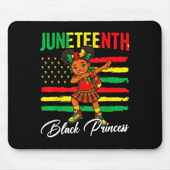 Tapis De Souris Fille afro Juneteenth faisant le dab princesse noi (Devant)