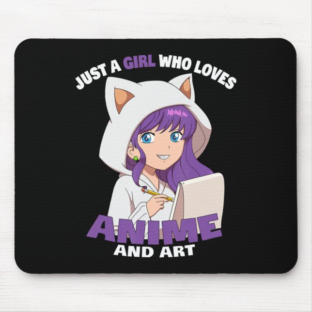 Tapis De Souris Fille Anime Juste Une Fille Qui Aime Anime Et Art  (Devant)