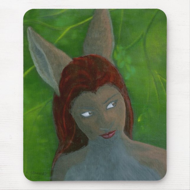 Tapis De Souris fille anthropomorphe velue de lapin de peinture à (Devant)