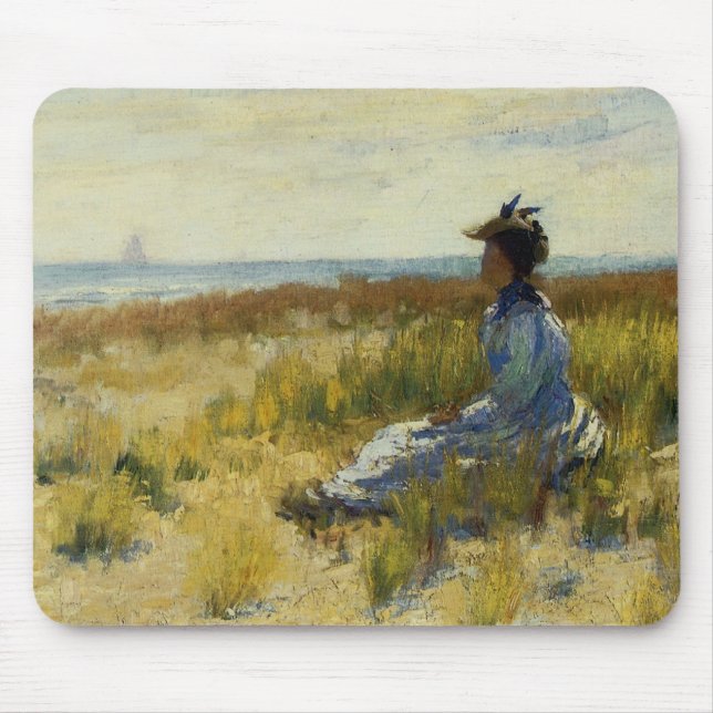 Tapis De Souris Fille assise au bord de la mer (Devant)