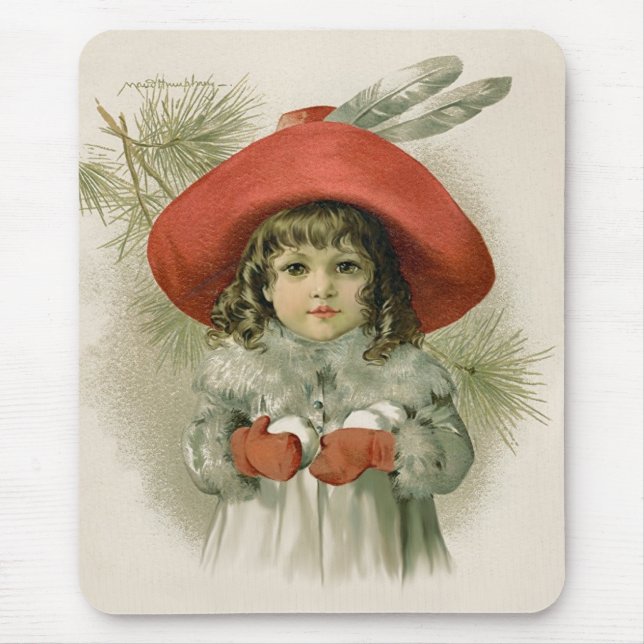 Tapis De Souris Fille aux boules de neige (Devant)