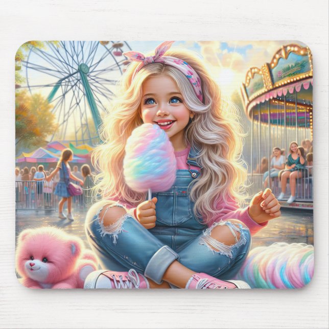Tapis De Souris Fille Avec Bonbon De Coton Carnaval (Devant)