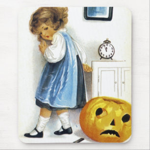 Tapis De Souris Fille avec citrouille lumineuse