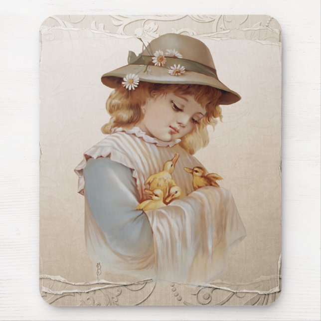 Tapis De Souris Fille avec des petits canards (Devant)
