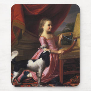 Tapis De Souris Fille avec un oiseau et un chien (John Singleton C