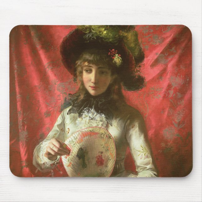 Tapis De Souris Fille avec une fan (Devant)