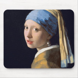 Tapis De Souris Fille Avec Une Perle Écoutant Par Johannes Vermeer