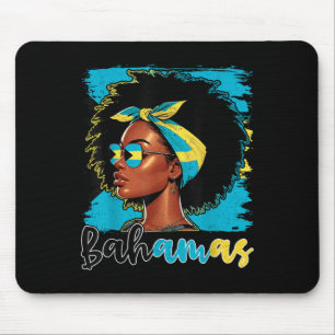 Tapis De Souris Fille bahamienne Drapeau des Bahamas Femme bahamie