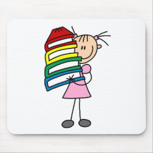 Tapis De Souris Fille Bâton Avec Des Livres