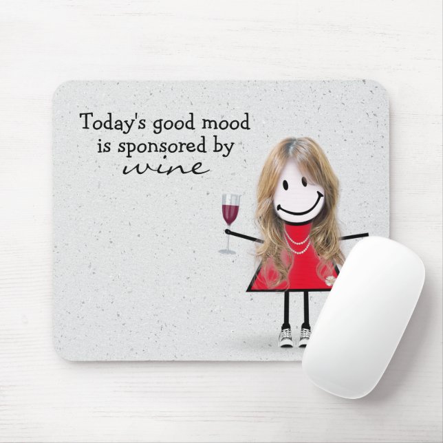 Tapis De Souris Fille Bâton avec du vin et des baskets  (Avec souris)