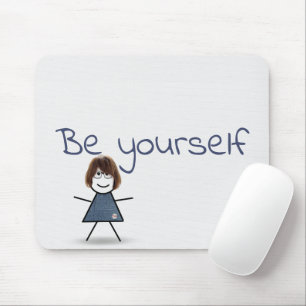 Tapis De Souris Fille bâton en robe de denim avec citation  