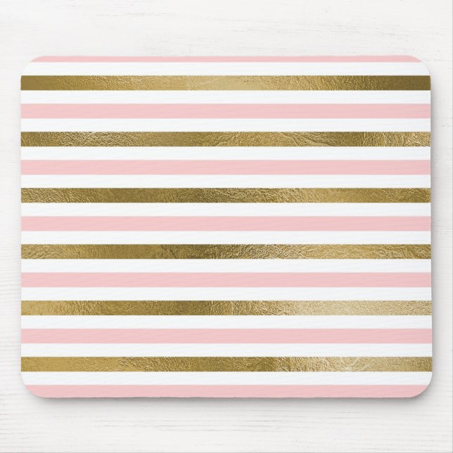 Tapis De Souris Fille Blush Motif rose, blanc et or (Devant)