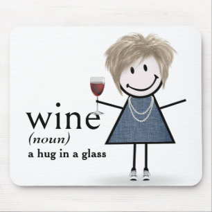 Tapis De Souris Fille Bonhomme Allumette Avec Verre à Vin