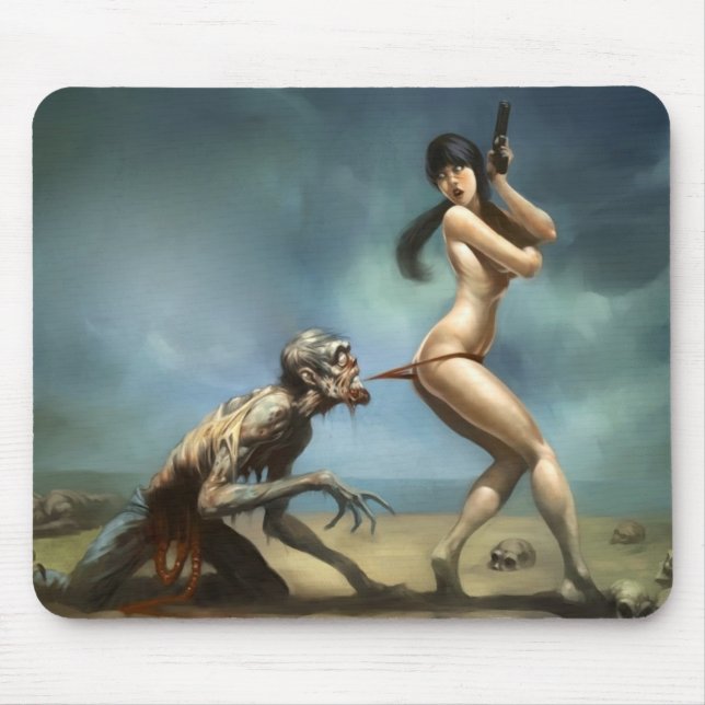 tapis de souris fille chaude attaque de zombie (Devant)