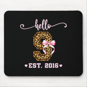 Tapis De Souris Fille d'anniversaire Rose Coquette Arc Bonjour 9 A