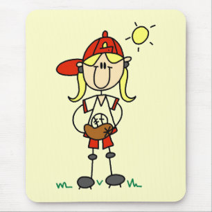 Tapis De Souris Fille de baseball avec Tshirts de gant et cadeaux