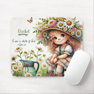 Tapis De Souris Fille de Dieu personnalisée fleur de marguerite