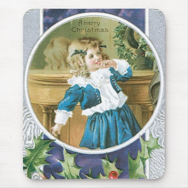 Tapis De Souris Fille de "Joyeux Noël" en bleu (Devant)