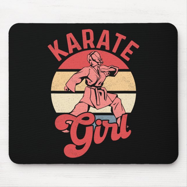 Tapis De Souris Fille de karaté Karatéka Combattante d'autodéfense (Devant)