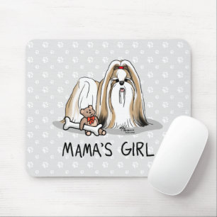 Tapis De Souris Fille de maman Chih Tzu (blanc tan) Chien Maman mi