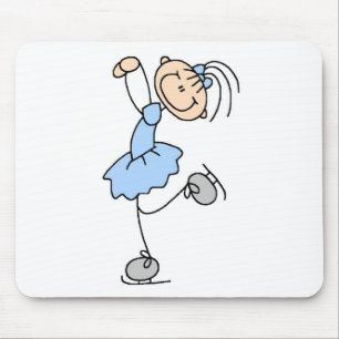Tapis De Souris Fille de patineur de glace dans Mousepad bleu