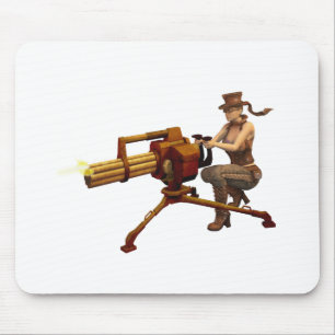 Tapis De Souris Fille de Steampunk avec l'arme à feu