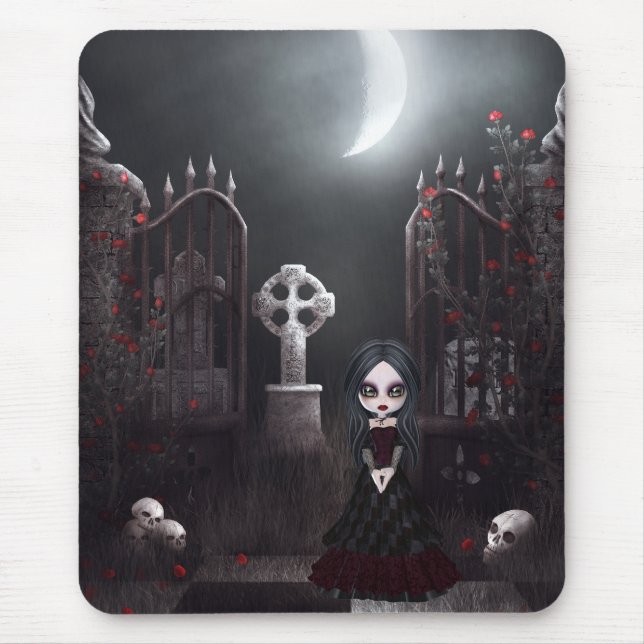 Tapis De Souris Fille déplaisante et cimetière Mousepad de Goth (Devant)