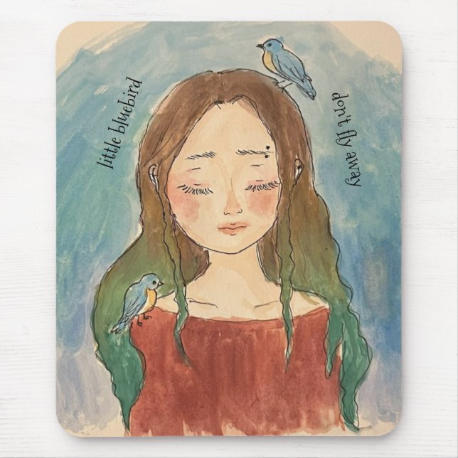 Tapis De Souris Fille des Merles Bleus N'envole Pas (Devant)