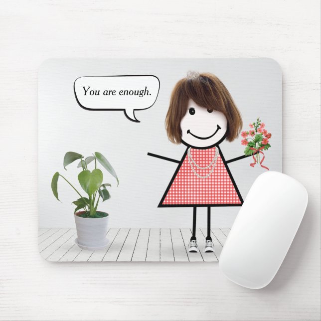 Tapis De Souris Fille en bâtonnets avec citation d'inspiration (Avec souris)