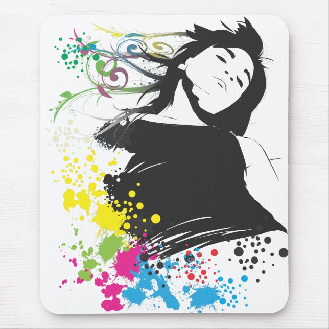 Tapis De Souris Fille et couleurs (Devant)