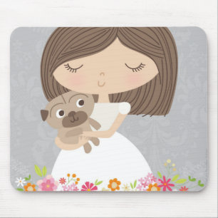 Tapis De Souris Fille et son mousepad de carlin