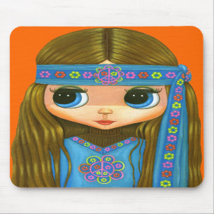 Tapis De Souris Fille hippie Mousepad de flower power