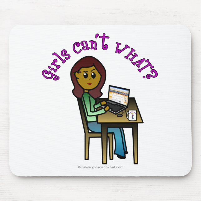 Tapis De Souris Fille informatique noire (Devant)