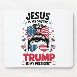 Tapis De Souris Fille Jésus Mon Sauveur Trump Président Femme Chré