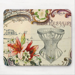 Tapis De Souris Fille Lys de campagne Parisien corset vintage