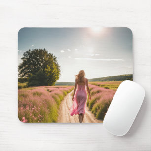Tapis De Souris Fille Marchant Sur Un Chemin Sale