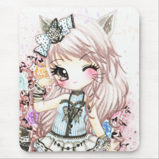 Tapis De Souris Fille mignonne de chat dans le style de lolita