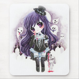 Tapis De Souris Fille mignonne de vampire avec les fantômes et le
