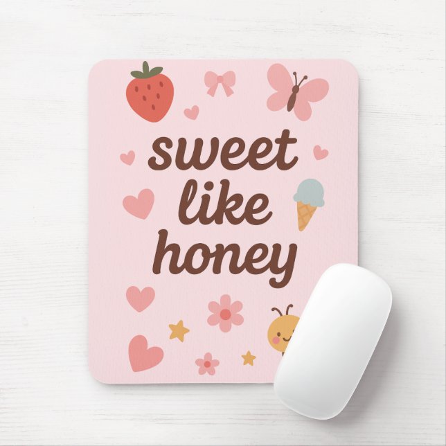 Tapis De Souris Fille Mignonne Rose Kawaii – Design Mignon (Avec souris)