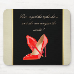 Tapis De Souris Fille mignonne, Rouge Haut talons - Message de mot