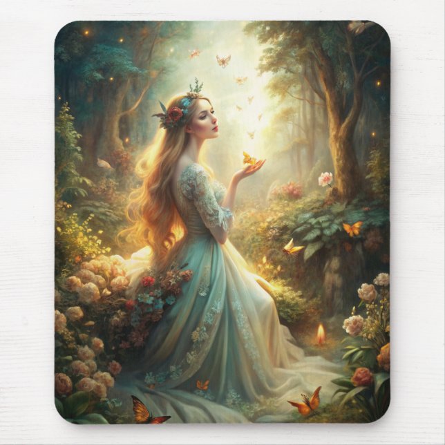 Tapis De Souris Fille mythique en milieu forestier (Devant)