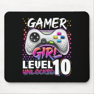 Tapis De Souris Fille Niveau 10 Déverrouillé Jeu Vidéo Anniversair
