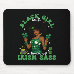 Tapis De Souris Fille noire avec S irlandais St. Patrick's Day Fie