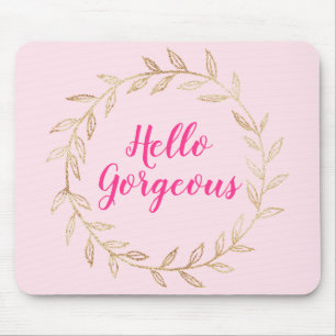 Tapis De Souris Fille Pretty Blush Rose Hello Gorgeous Gold Wreath