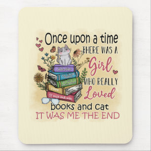 Tapis De Souris Fille qui aime les livres et les chats