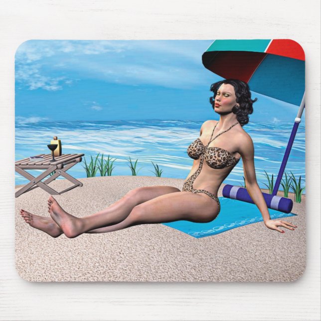 Tapis De Souris Fille Rétro sous le Soleil (Devant)