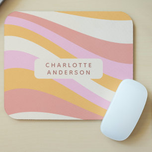 Tapis De Souris Fille Retro Vintage Vague Abstraite tendance Femin