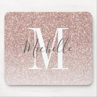 Tapis De Souris Fille Rose Gold Blush Parties scintillant rose Nom